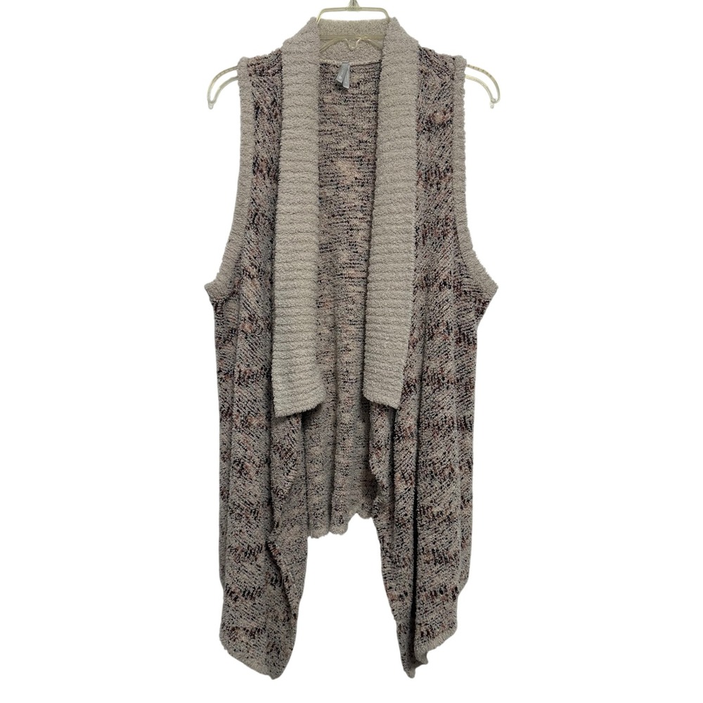 Vanity Cardigan Vest Cozy Womens XL Chevron Knit Draped Open Front